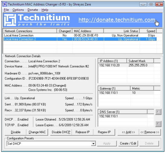 Technitium MAC Address Changer