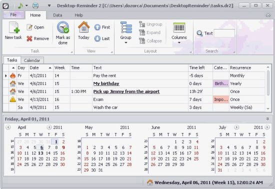 Desktop Reminder桌面事件提醒软件
