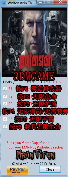 重返德军总部新秩序五项修改器