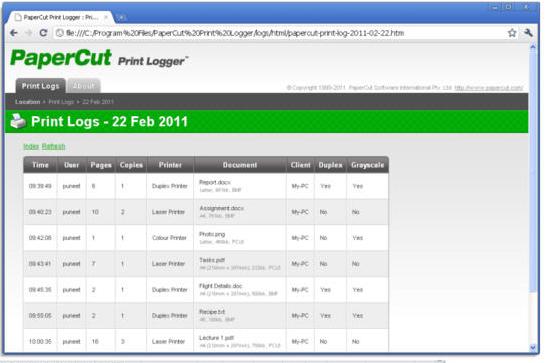 PaperCut Print Logger