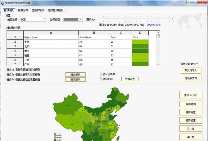 中国地图统计图生成器