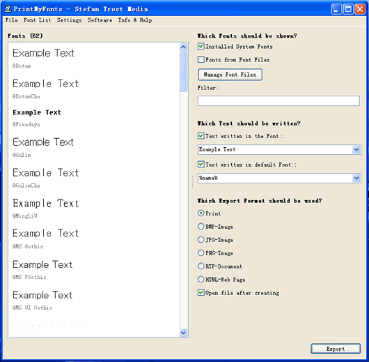 字体打印软件Print My Fonts