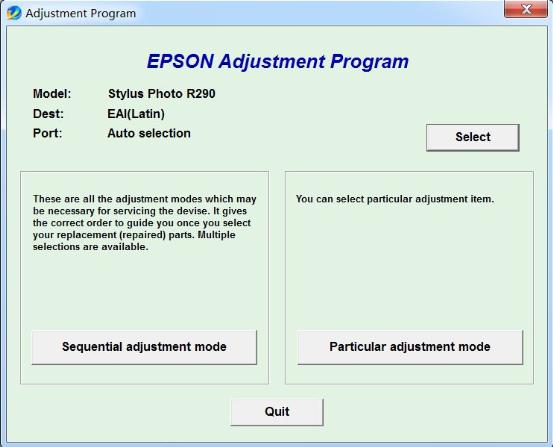 爱普生Epson Stylus Photo R290 清零工具