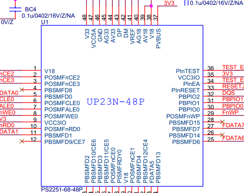 群联PS2251-68/UP23N主控线路接线电路原理图