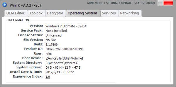 WinTK查看系统信息密匙工具