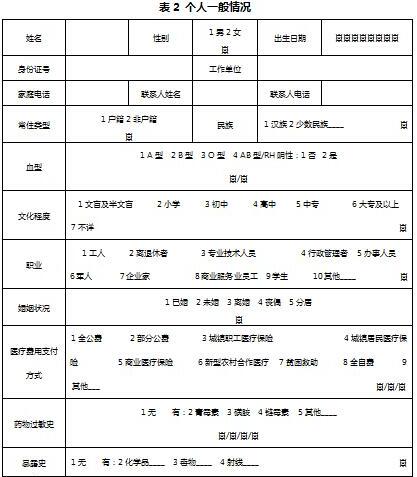 个人健康档案表格模板