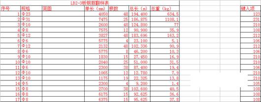钢筋下料单表格
