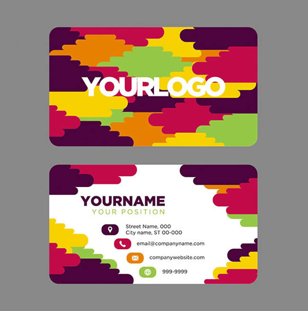 炫彩潮流个性名片设计矢量素材