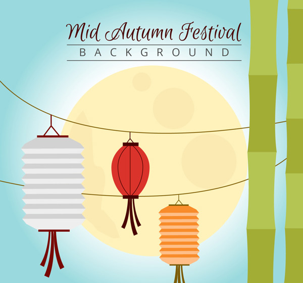 中秋节装饰灯笼简约背景设计矢量素材