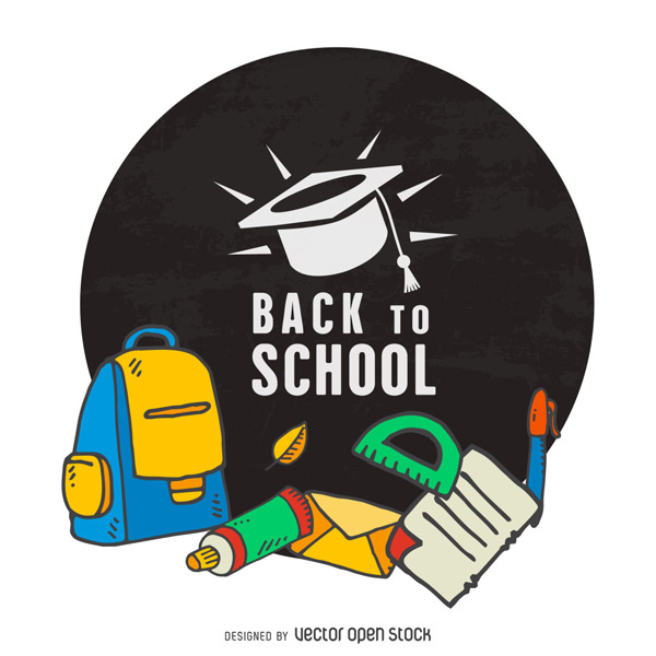 开学季校园学习元素背景矢量素材