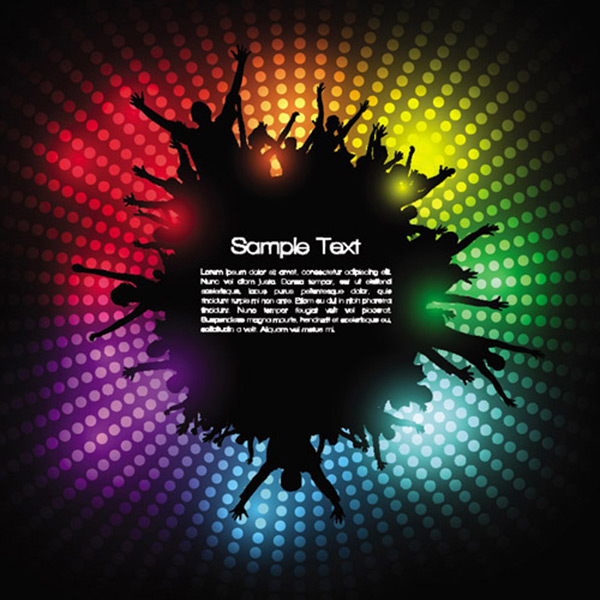 震撼夜场欢呼人物背景设计矢量素材
