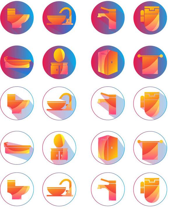 卫浴手机圆形图标设计矢量素材