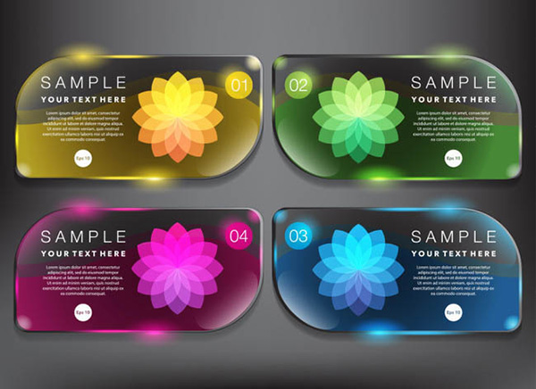 唯美炫丽标签花朵背景设计矢量素材