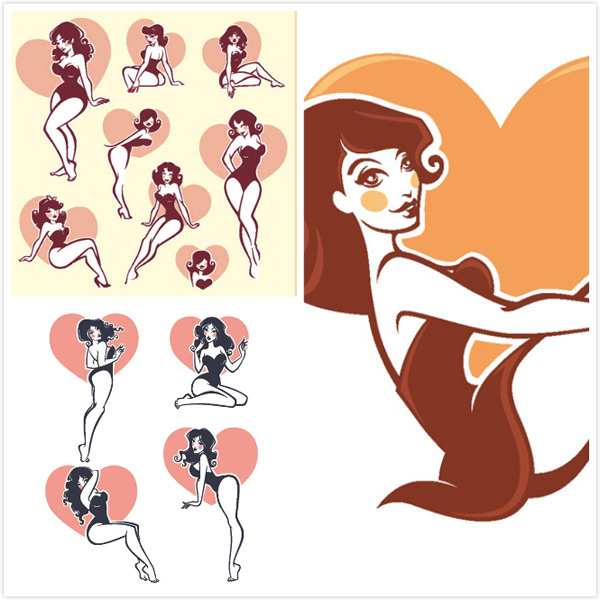 性感美女插画背景矢量素材