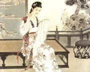 古代绣娘刺绣图片矢量素材